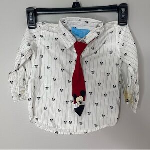 Disney NWT Mickey Mouse Roadster Racers Toddler Button Down w Tie 9/12 Months